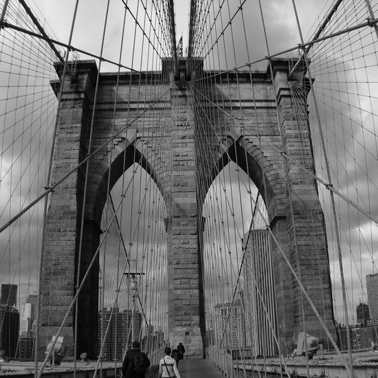 Poster / Papier - Stad - New-York in wit / grijs / zwart - 60 x 60 cm