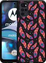 Motorola Moto G22 Hoesje Zwart Feather Art - Designed by Cazy
