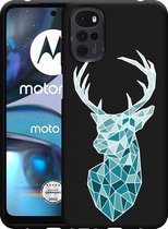 Motorola Moto G22 Hoesje Zwart Art Deco Deer - Designed by Cazy