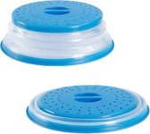 Couvercle Micro-Ondes Ø 27CM - Passoire Pliable - Bol Multifonctionnel - Sans BPA - Blauw Transparent