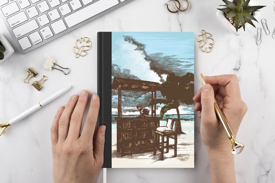 Carnet - Carnet d'écriture - Plage - Cabane - Palmier - Carnet - Format A5 - Bloc-notes