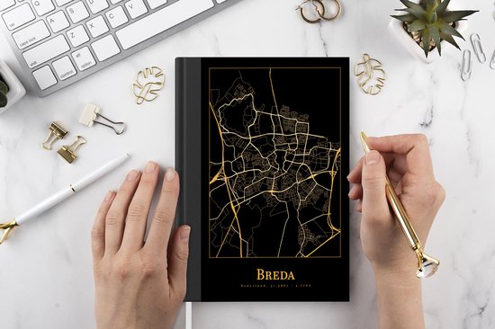 Carnet - Carnet d'écriture - Carte - Breda - Luxe - Or - Zwart - Carnet - Format A5 - Bloc-notes - Cadeaux Sinterklaas - Cadeaux pour enfants - Cadeaux chaussures - Petits cadeaux