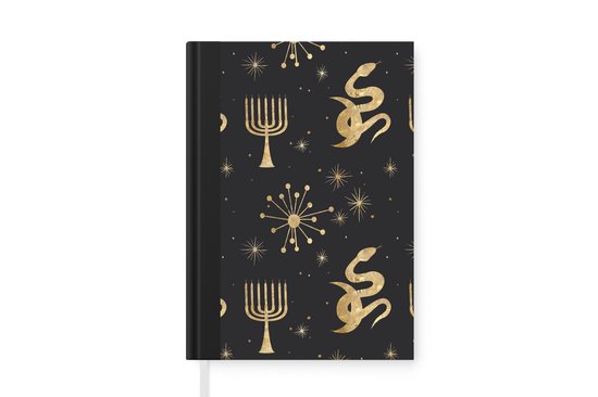 Notitieboek - Schrijfboek - Patronen - Spiritueel - Goud - Notitieboekje klein - A5 formaat - Schrijfblok