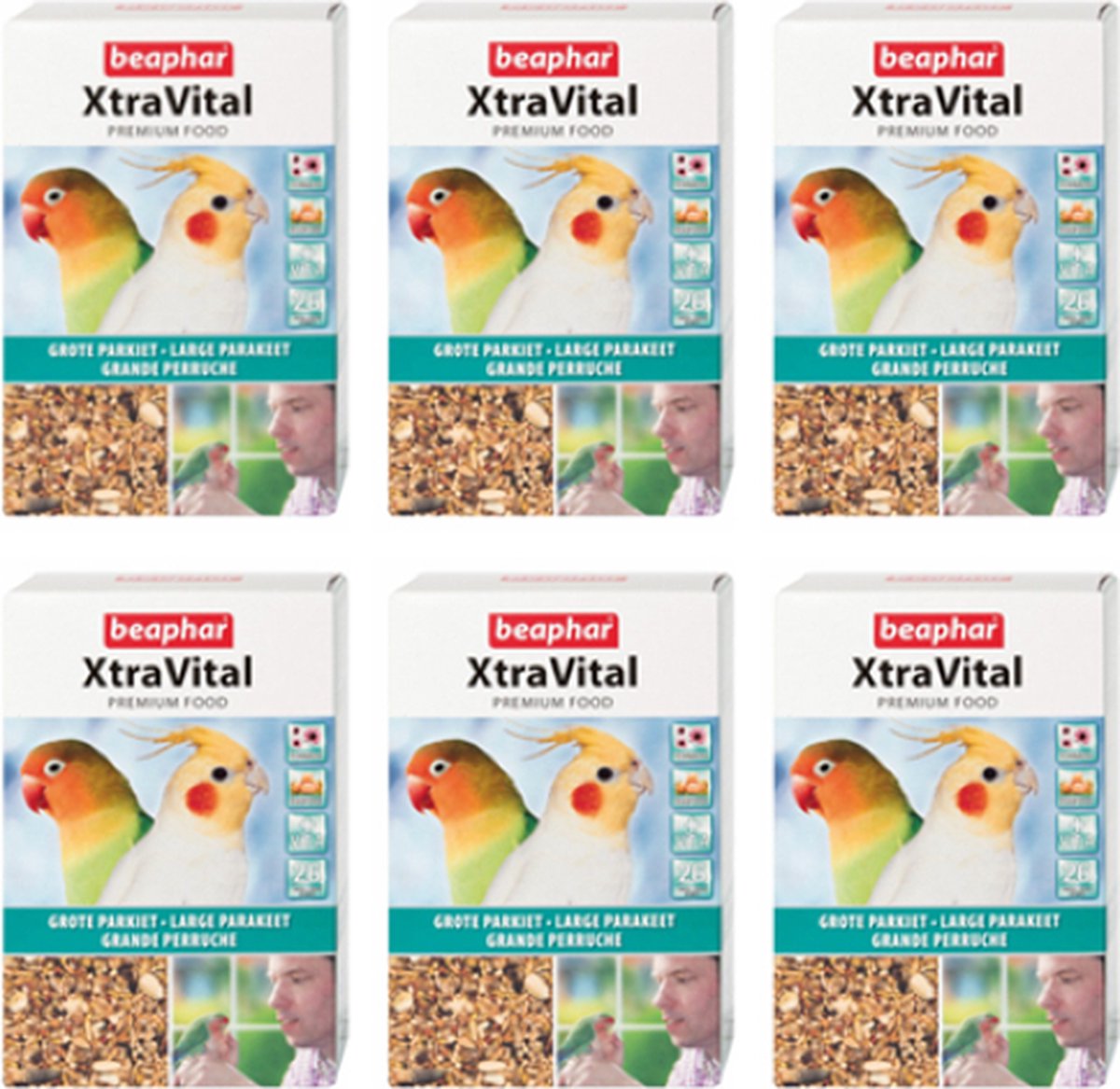 6x Beaphar XtraVital Grote Parkiet - vogelvoer - 500g