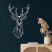 Wanddecoratie | Geometrische Hertenkop / Geometric Deer Head| Metal - Wall Art | Muurdecoratie | Woonkamer |Wit| 28x46cm