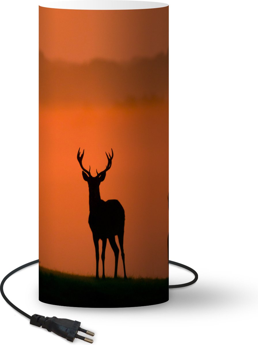 Lamp - Nachtlampje - Tafellamp slaapkamer - Herten - Silhouet - Zonsopkomst - 70 cm hoog - Ø29.6 cm - Inclusief LED lamp