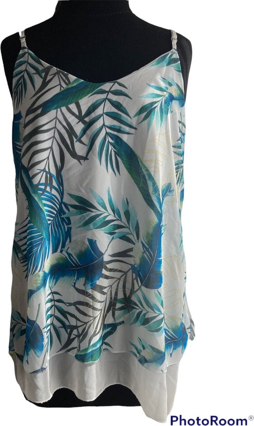 Topje, wit, tropical print, one size