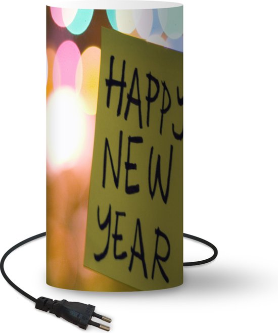 St single schreeuw Lamp - Nachtlampje - Tafellamp slaapkamer - Briefje met Happy New Year - 33  cm hoog -... | bol.com