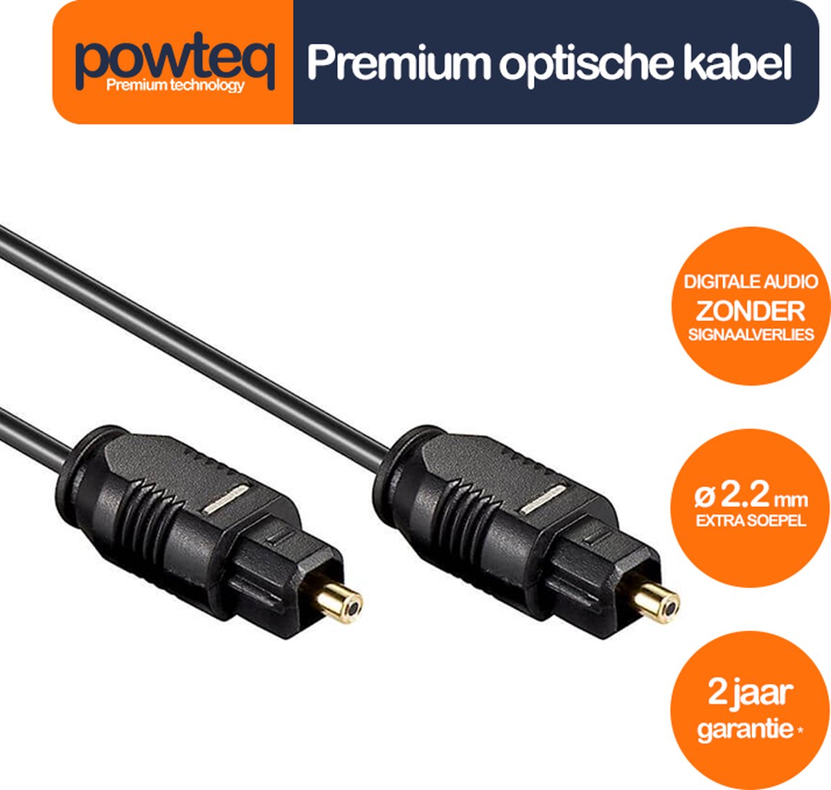 Powteq - 50 cm premium optische geluidslabel - Toslink kabel