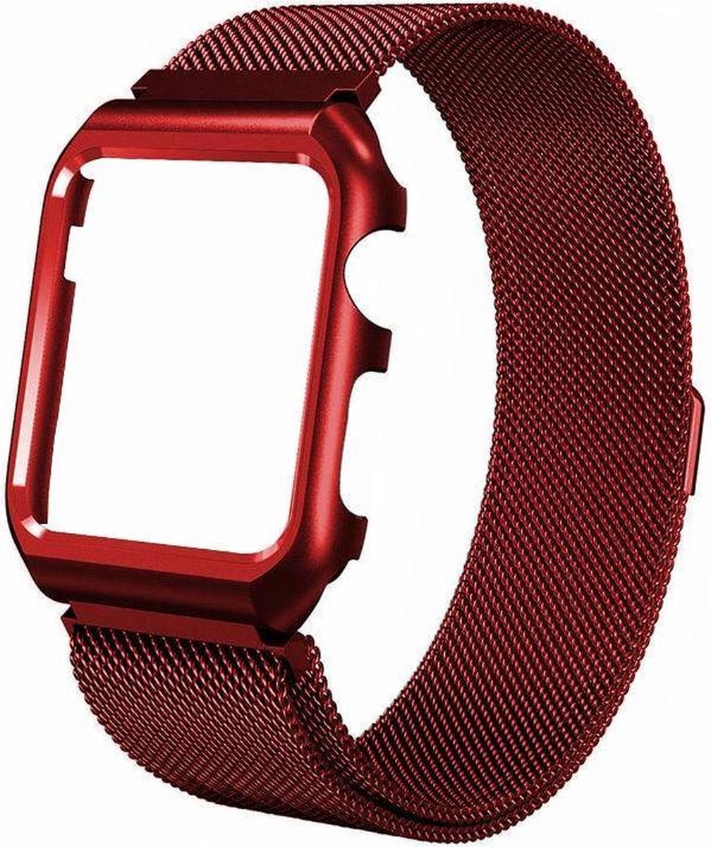 Jumada’s horlogeband - geschikt voor Apple Watch - 38mm - Magneetsluiting - Rood - RVS