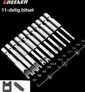 GREENER 11-delig bitset - Bit set - Bitset - Schroefbit set - Bits - Magnetisch - S2 gelegeerd staal - 50mm