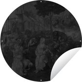 Tuincirkel Aanbidding der wijzen - Leonardo da Vinci - 60x60 cm - Ronde Tuinposter - Buiten