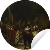 Tuincirkel De Nachtwacht - Schilderij van Rembrandt van Rijn - 90x90 cm - Ronde Tuinposter - Buiten