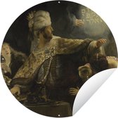 Tuincirkel Het feestmaal van Belsazar - Schilderij van Rembrandt van Rijn - 60x60 cm - Ronde Tuinposter - Buiten