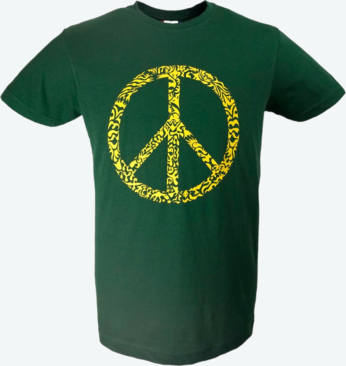 T-shirt heren groen met print Peace maat M