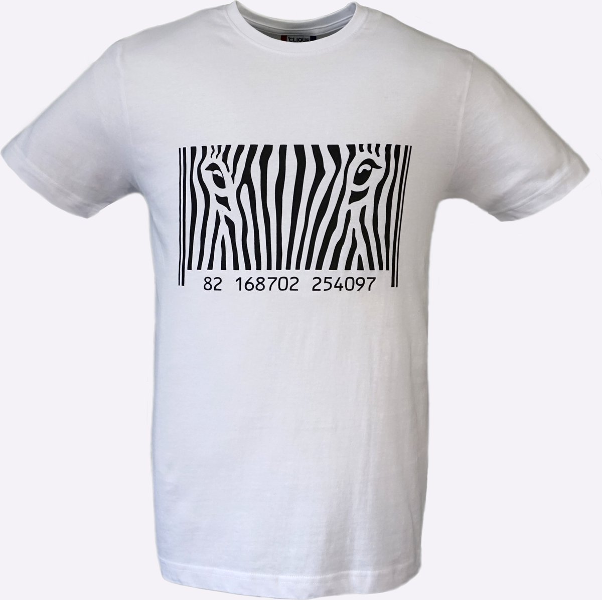 T-shirt heren wit met print zebra maat L