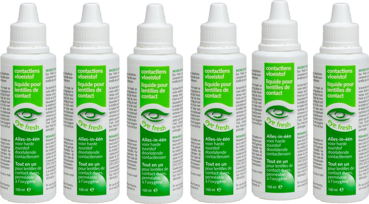 Eye Fresh 6 x 100 ml - Lenzenvloeistof voor harde contactlenzen - Voordeelverpakking