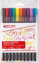 edding 1340 brushpennen in etui - 10 kleuren set - 1-3mm - op waterbasis - o.a. geschikt voor papier en karton