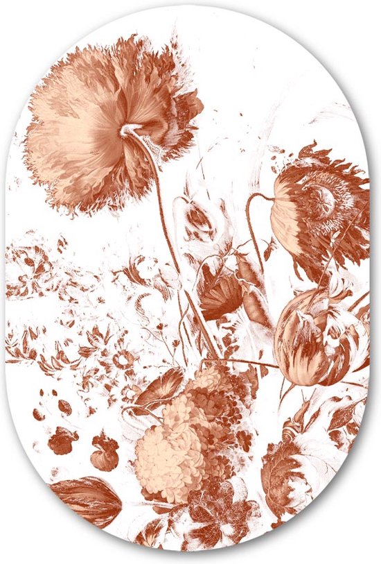 Muurovaal muursticker Boeket Bloemen Royal Vintage - WallCatcher | Behangsticker 80x120 cm | Ovalen schilderij | Wandovaal Stilleven Royal Vintage Flowers