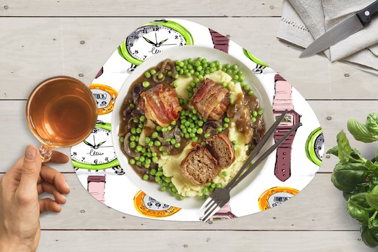 Set de table bio - Napperons bio - Sous-verres - Wekker - Montres - Chronomètre - Motifs - 8 pièces