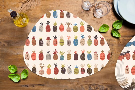 Set de table bio - Napperons bio - Sets de table - Ananas - Arc-en-ciel - Rétro - Fruits - 10 pièces