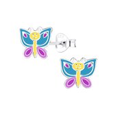 Oorbellen meisje | Zilveren kinderoorbellen | Zilveren oorstekers, vrolijke vlinder