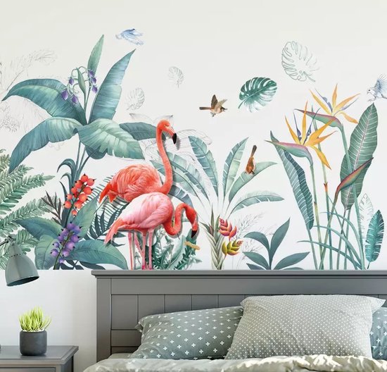 Merkloos - muursticker - flamingo - kinderkamerinspiratie - wanddecoratie