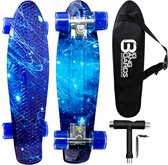 Big Bang Boards® Milky Way – Mini Cruiser – Skateboard Meisjes & Jongens – Pastel – Board Blauw – Led Wieltjes – Skateboard – Penny Board – 22 inch
