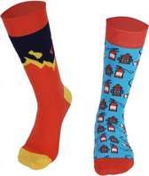 Sockston Socks - Fire Department Socks Blue Orange - verjaardag - cadeau - vaderdag - Grappige Sokken - Vrolijke Sokken