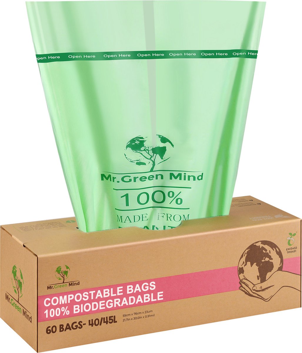 Sacs bio 40-45 litres - 60 pièces de sacs poubelles biodégradables - 55 x  76 cm - Sacs... | bol.com