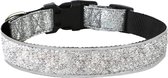 Sharon B - glitter halsband - zilver - maat L - reflecterend - met neopreen binnenvoering - voor grotere honden