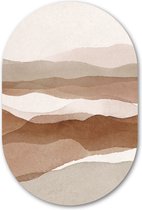 Muurovaal Abstract Dunes - WallCatcher | Geborsteld Aluminium 40x60 cm | Ovalen schilderij | Wandovaal Natuurlijke kleurentint