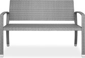 Casaria Polyrattan Tuinbank – 2-Zits UV-bestendig - Grijs