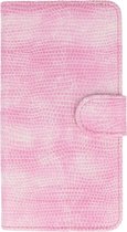 Hagedis Bookstyle Wallet Case Hoesje Geschikt voor LG G5 Roze