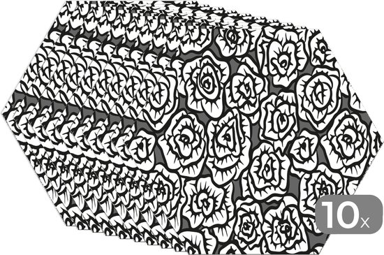 Napperons de table hexagon - Sets de table Sets de table - Set de table hexagone - Meiden - Roses - Motifs - 10 pièces
