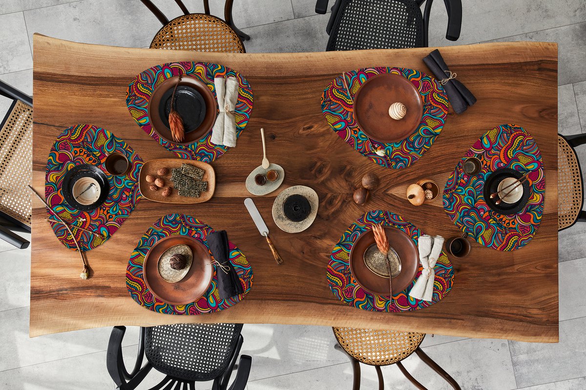Placemat organisch - Placemats organic - Onderleggers - Boho - Patronen - Abstract - Flora - 6 stuks