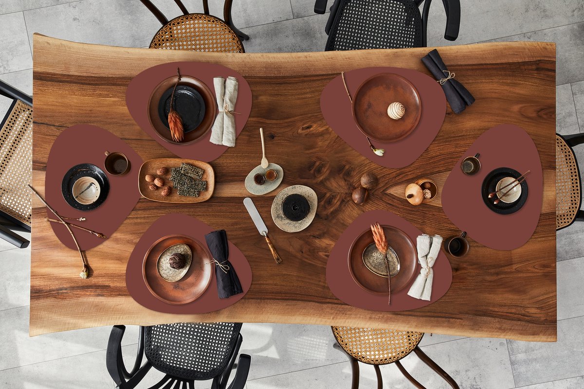 Placemat organisch - Placemats organic - Onderleggers - Palet - Rood - Interieur - 6 stuks