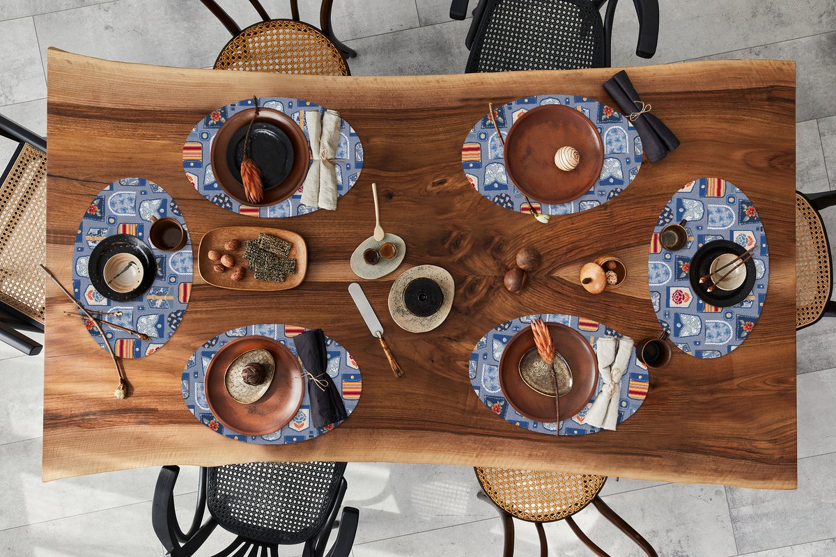 Placemats ovaal - Onderleggers - Ovale placemats - Broek - Denim - Patch - Patronen - 6 stuks