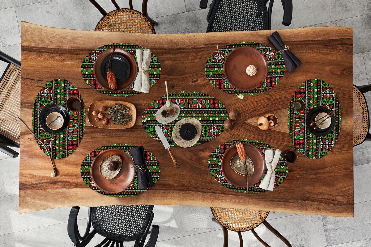 Placemats ovaal - Onderleggers - Ovale placemats - Patronen - Hongaars - Folklore - 10 stuks
