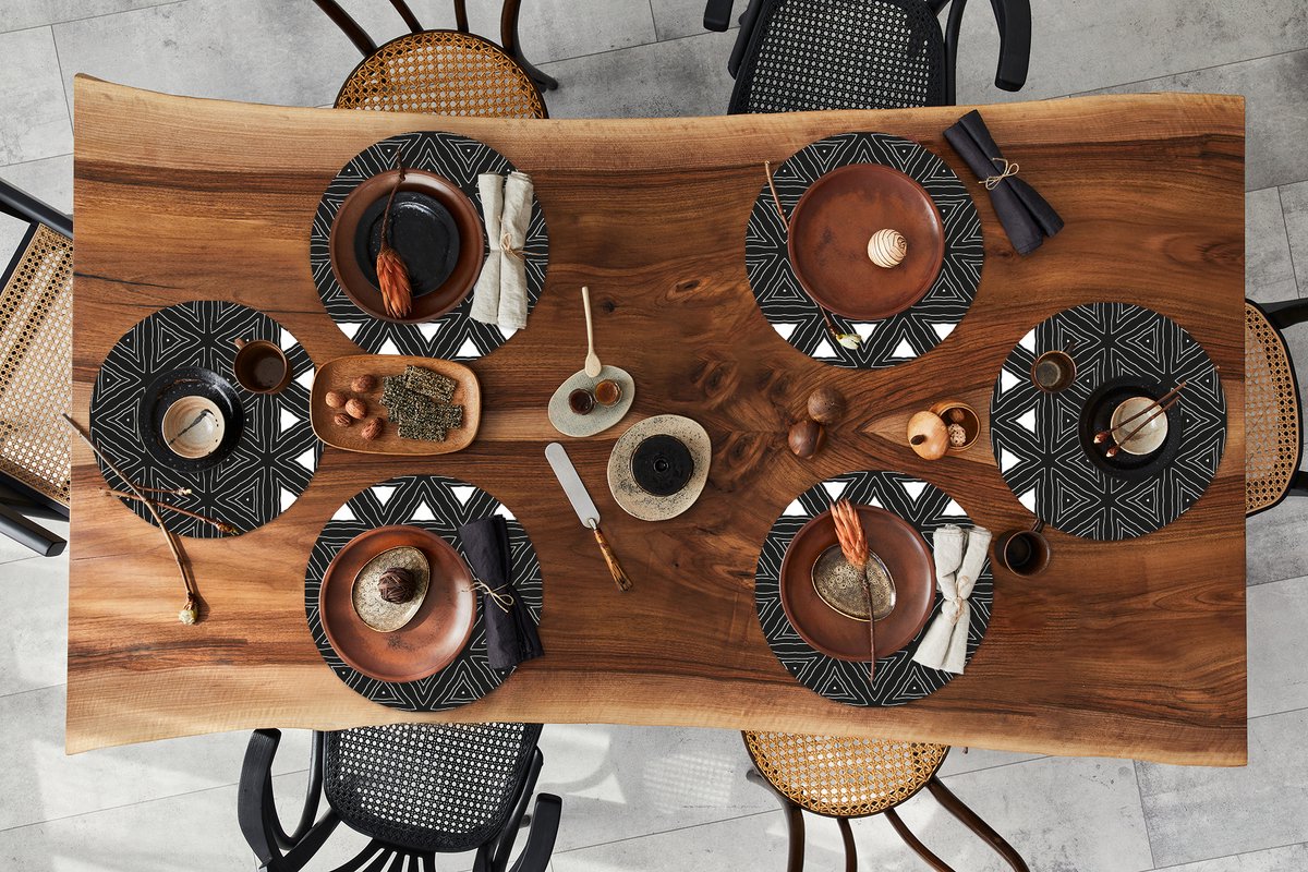 Ronde placemats - Onderlegger - Placemats rond - Geometrie - Design - Mozaïek - 6 stuks