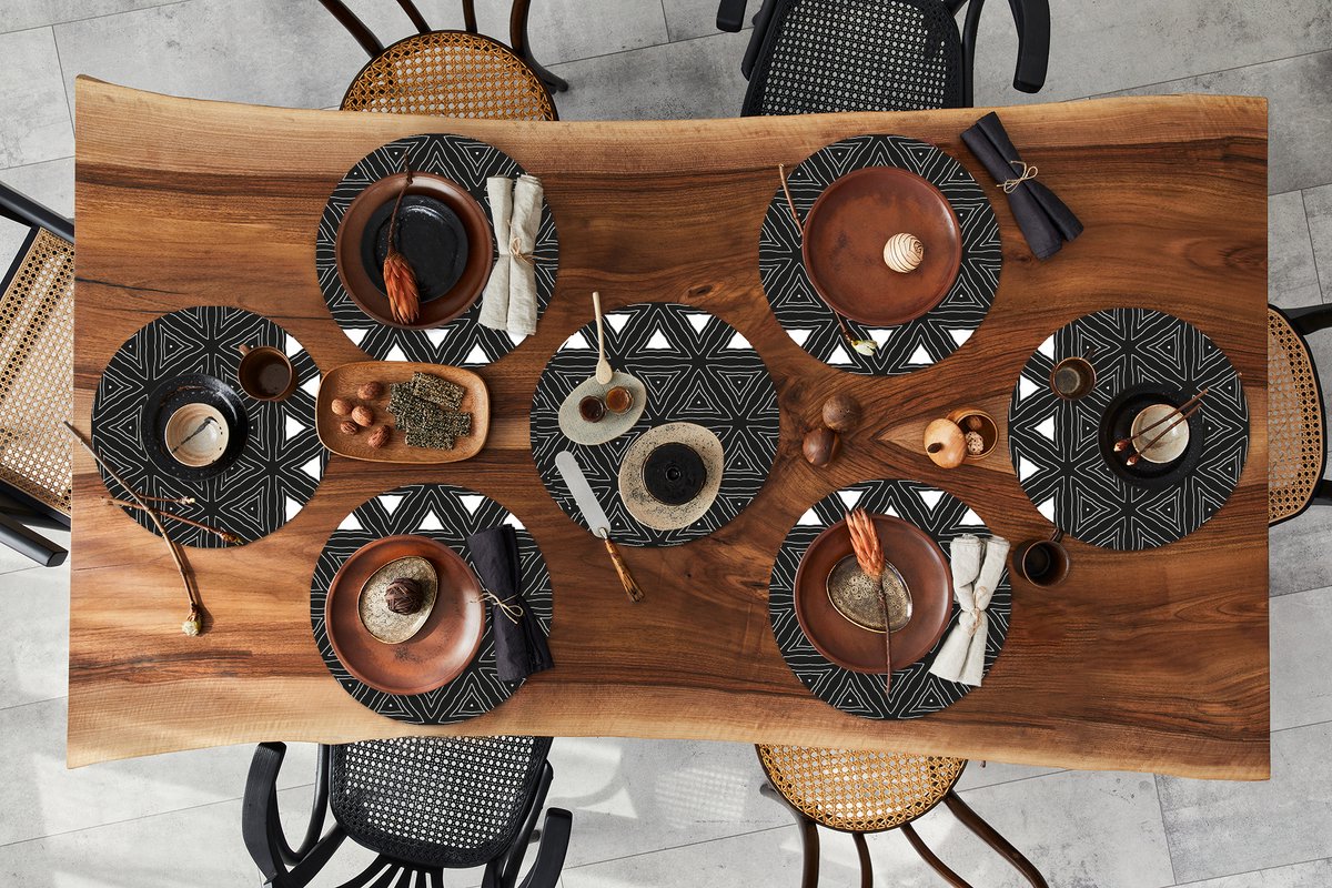 Ronde placemats - Onderlegger - Placemats rond - Geometrie - Design - Mozaïek - 8 stuks