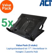 Value Pack: 5x AC8110 Laptopstandaard | tot 17"| Verstelbaar in hoogte | 2 poorts Hub | Zwart