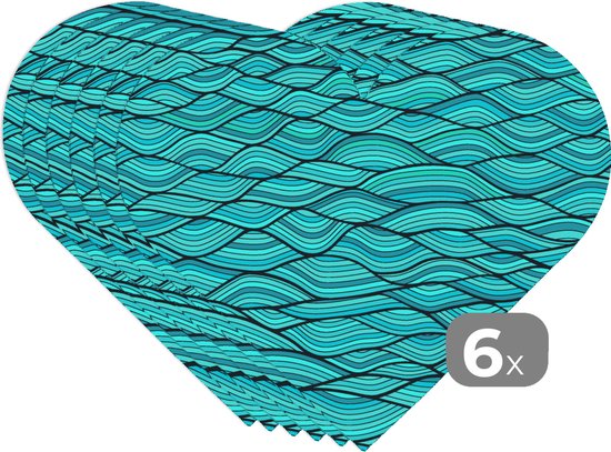 Napperons de table - Napperons de table cœur - Mer - Japon - Blauw - Motifs - 6 pièces