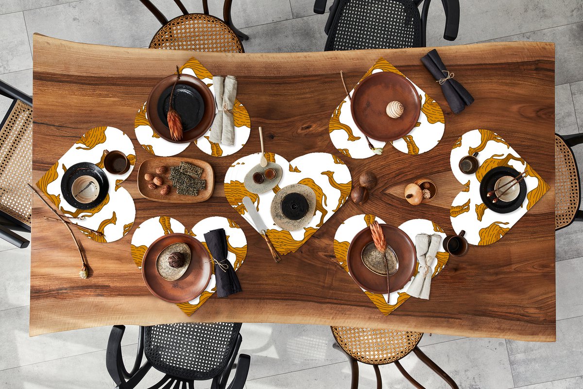 Onderleggers - Placemats - Placemats hartje - Kameel - Hout - Patronen - 10 stuks
