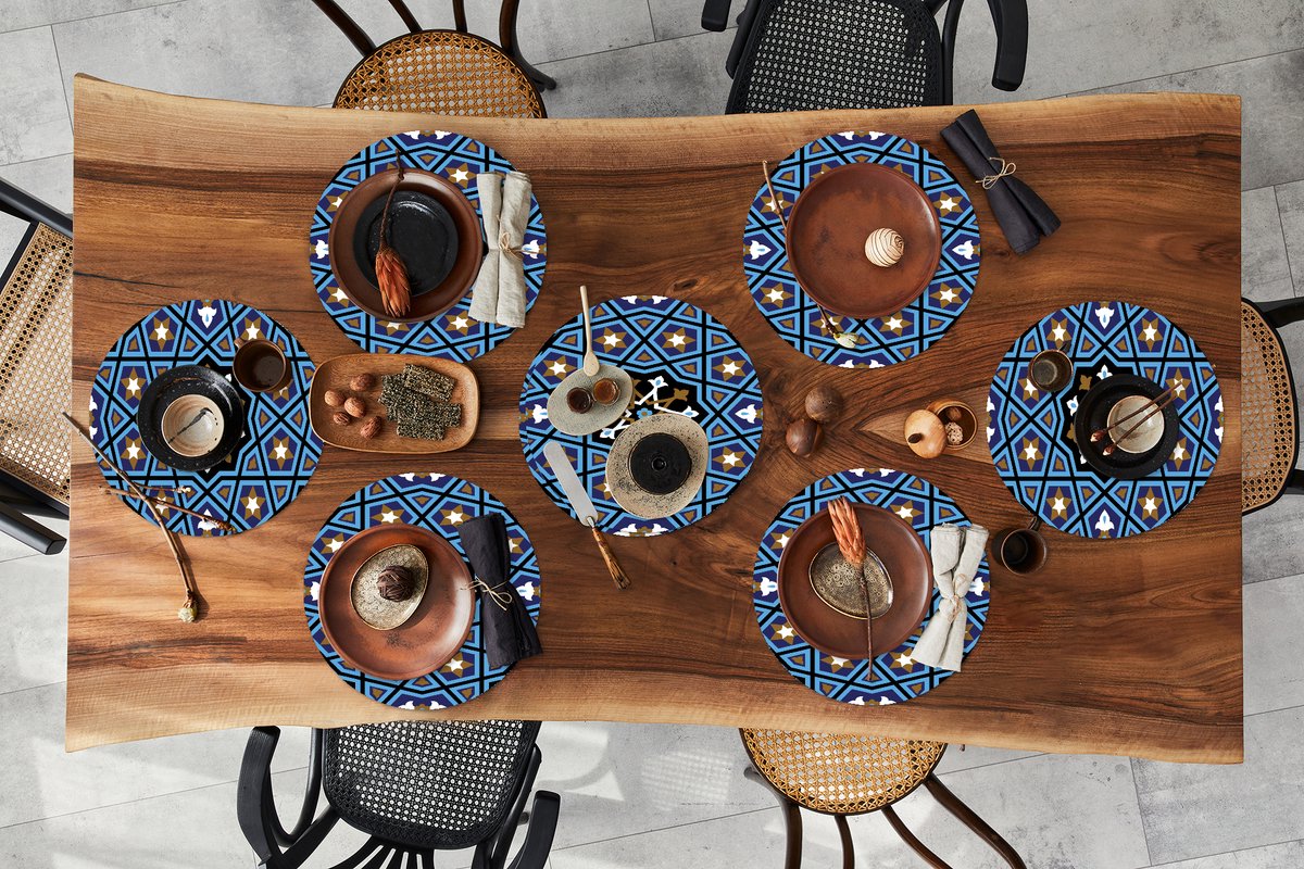 Ronde placemats - Onderlegger - Placemats rond - Mozaïek - Azië - Patronen - 8 stuks