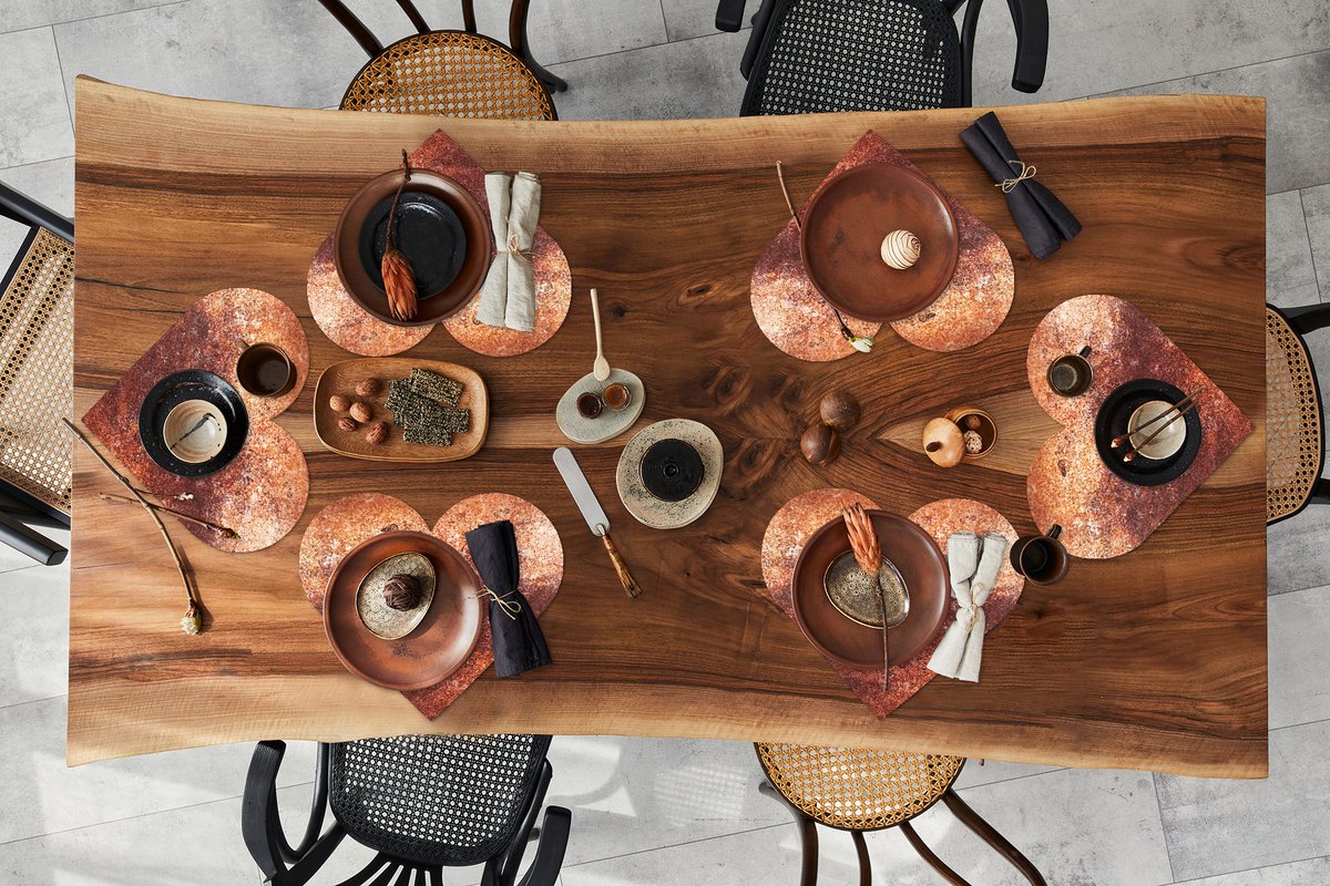Onderleggers - Placemats - Placemats hartje - Staal - Roest print - Plaat - 6 stuks