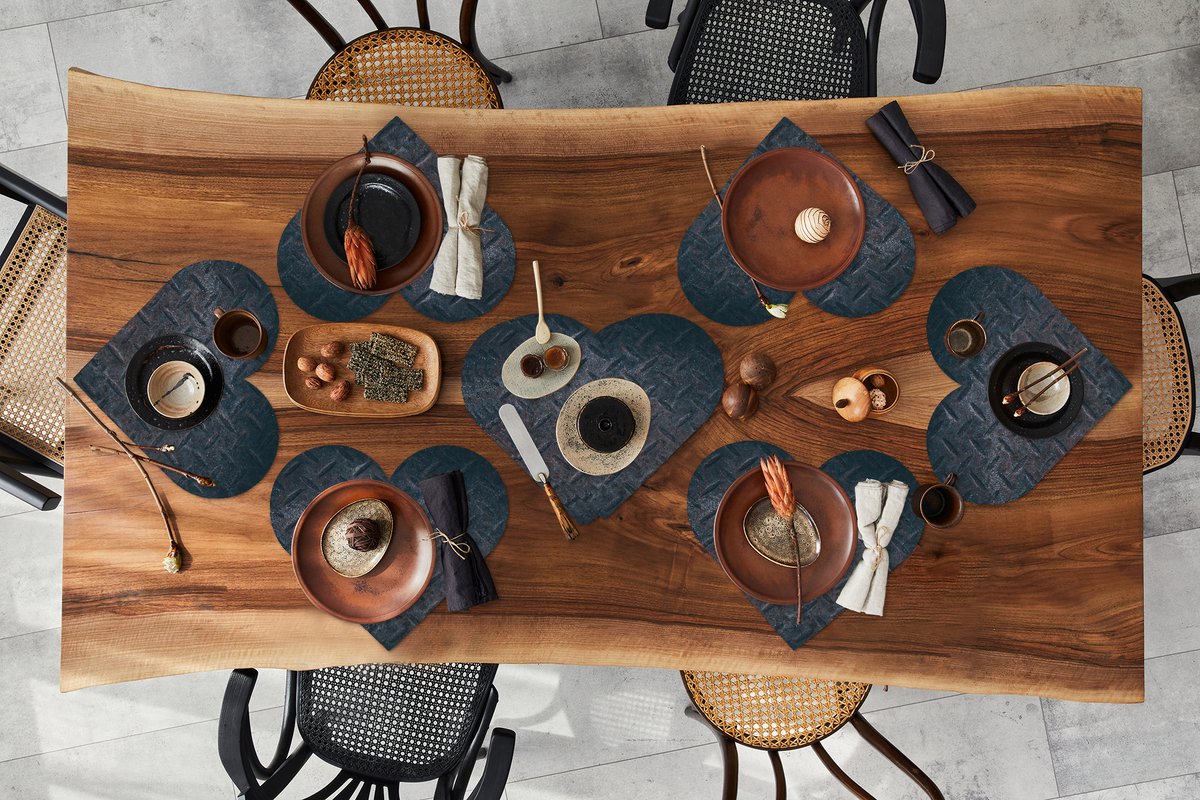 Onderleggers - Placemats - Placemats hartje - IJzer - Platen - Roest print - 10 stuks