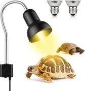 Schildpadlamp voor Reptielen - met 2 x 25 W - UVA-UVB-solarlampen met Houder - Aquariumcliplamp met 360 Graden Draaibare Klem - Breedte Lampenkap 9 cm - Lengte 11 cm
