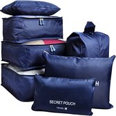 iBright 7 Delige Packing Cubes set - Luxe Koffer Organizer - Voor koffers, tassen en backpack - Donker Blauw