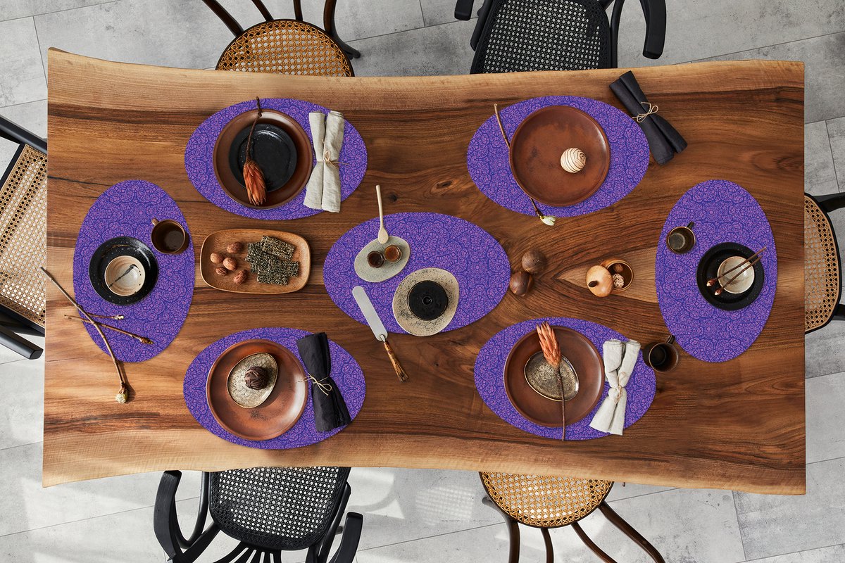Placemats ovaal - Onderleggers - Ovale placemats - Mandala - Design - Abstract - Bohemian - 8 stuks